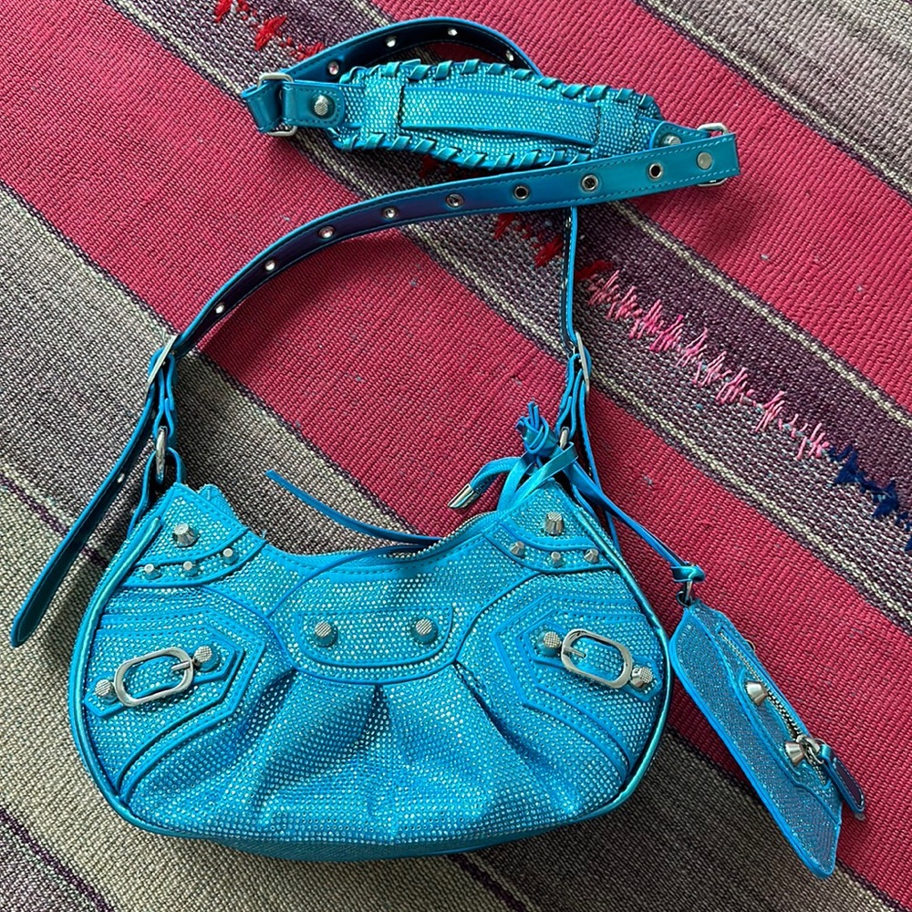 Balenciaga Dupe: Rhinestone blue bag